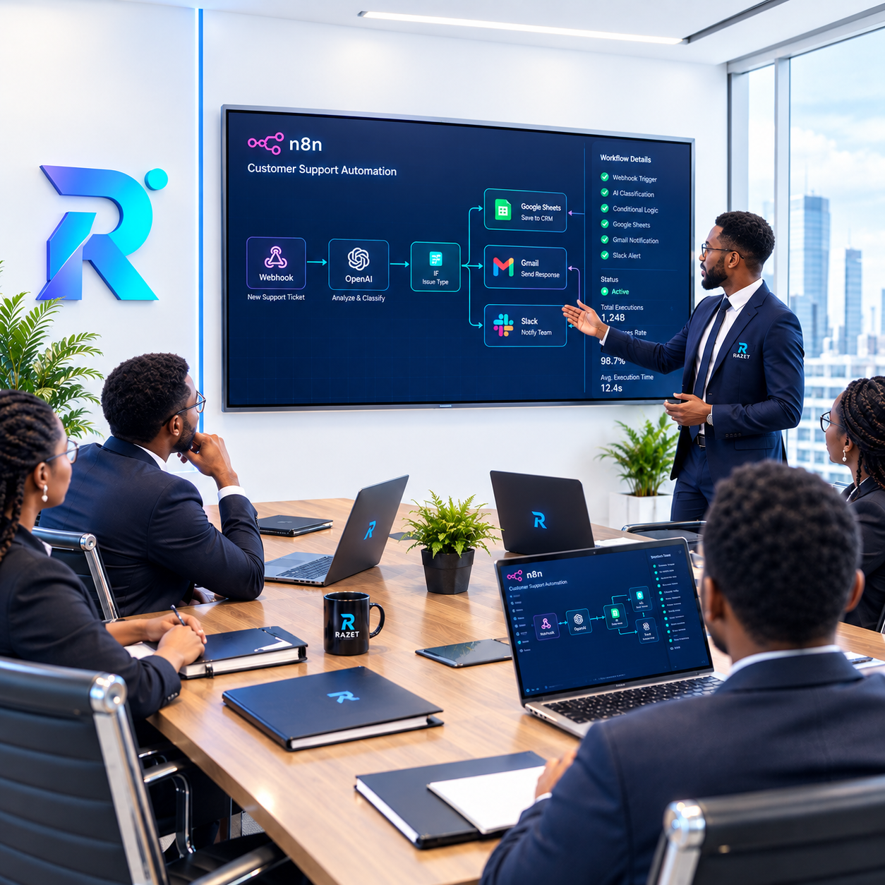 RAZET Technologies team presenting an intelligent business automation solution